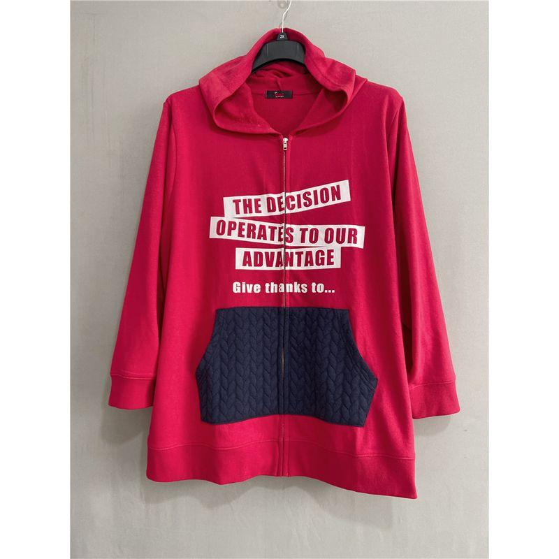 

Daily Order Smile Home Autumn Clothes plus Size Women s Clothes Letters Print Hooded Cardigan Terry Sweatshirt Outwear Hoodie Red 10L