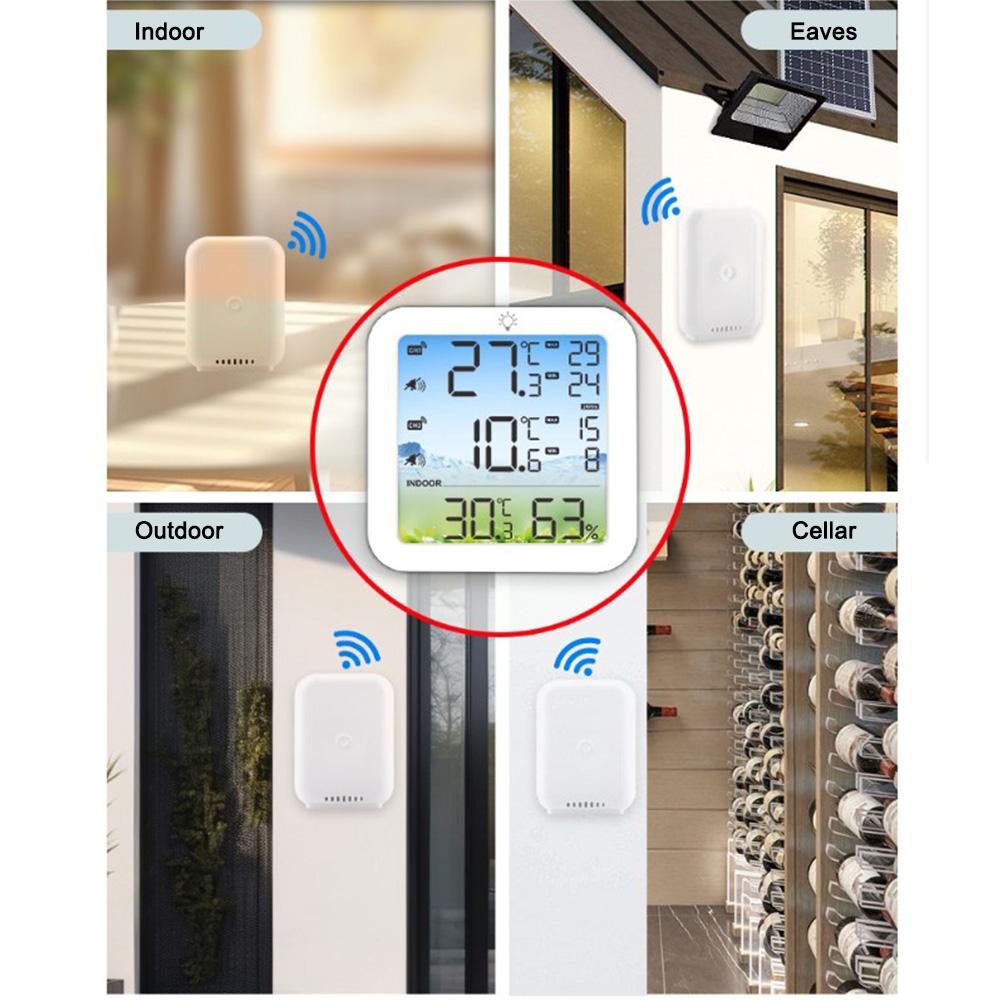 Digital Refrigerator Thermometer with Dual Wireless Sensors High Low Temperature and Humidity Monitoring Alarm