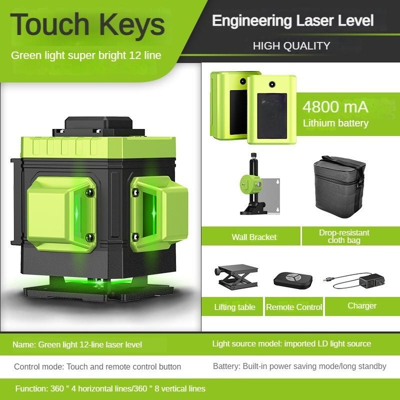 Nível a Laser Novo de 8/12/16 Linhas Portátil Autonivelante Projetor de Luz Verde Linhas Cruzadas Horizontais e Verticais 360° Ferramentas de Medição