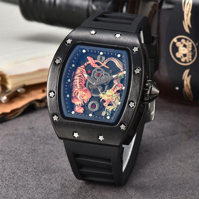 New Dragon Tiger Pattern Lassa Quartz Watch Men's Three-Pin Fashion Trend Calendar Watch