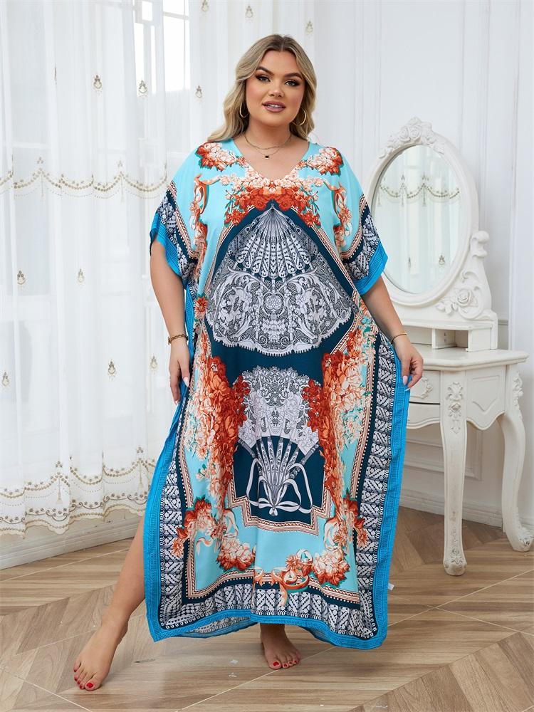 

EDOLYNSA Хлопковое длинное пляжное платье-накидка для женщин Парео де плаж Накидка для купальника Пляжный саронг Купальник Кафтан Пляжная одежда Q1476 One Size синий