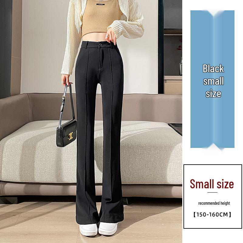 

Women s Drapey High Waist Horseshoe Flare Pants - Black, Autumn/Winter, Wide Leg, Casual, Slight Flare Suit Style 3XL (Recommended 136-155 jin)