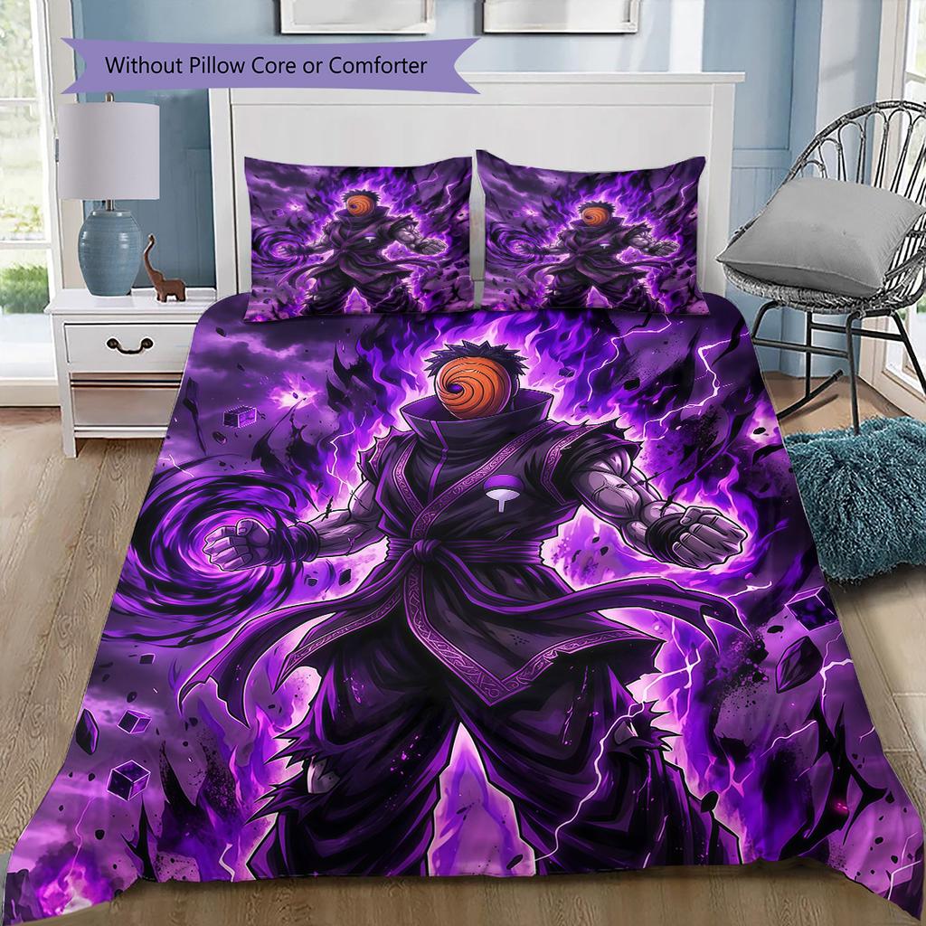 Naruto Obito Theme Bedding Set, 1 Duvet Cover & 2 Pillowcases, Home Bedroom, Perfect Gift for Naruto Fans