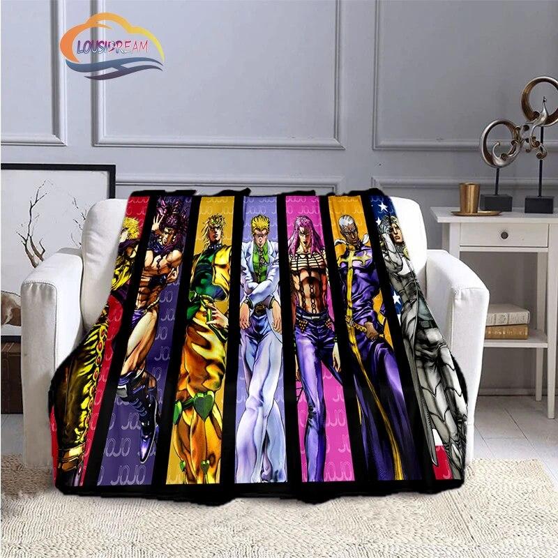 Karikatura JoJo's Bizarre Adventure Stone Ocean Deka Měkký fleece Throw Lehká All Seasons Teplá pro gaučovou přikrývku