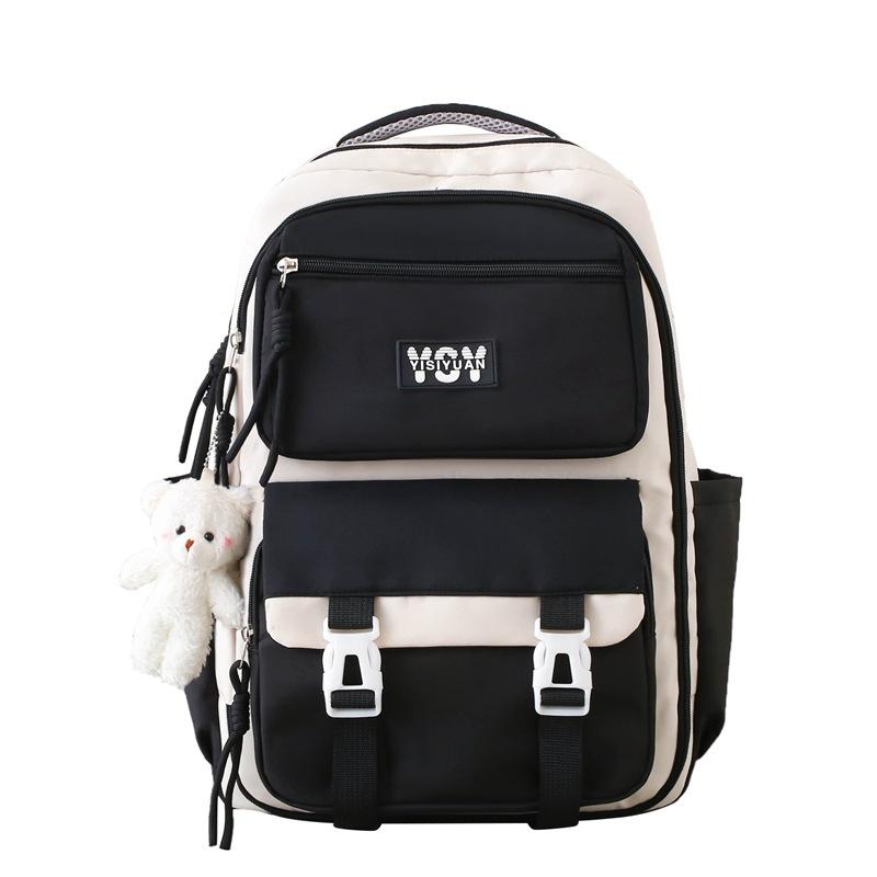 Large Capacity Backpack Student Lightweight Schoolbag Color Contrast Backpack
