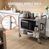 Kitchen Utility Cart, 3 Tiers, Wire Rolling Cart with 450LBS Capacity, Steel Service Cart on Wheels, Metal Storage Trolley with 80mm Basket Curved