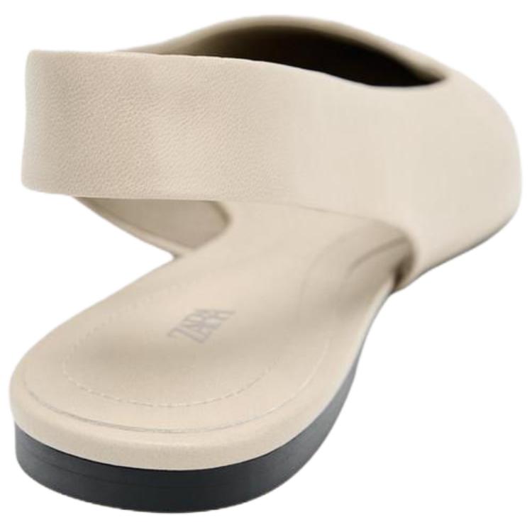 Zara Sheepskin Leather Open-Back Vintage Ballet Casual Flats 1Cm Women flats Light-Beige 1505610002