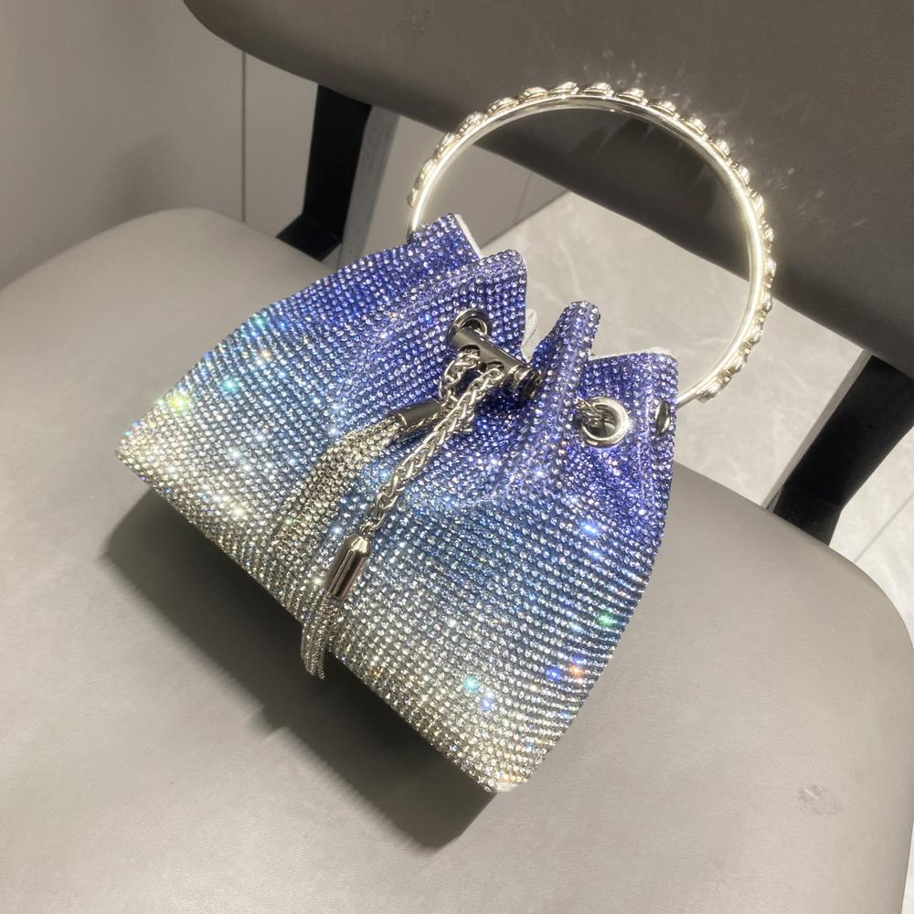 Handle Rhinestones Evening Clutch Bag Purses and Handbag Luxury Designer Shoulder Bags Shiny Crystal Clutch Purse Bucket Bag