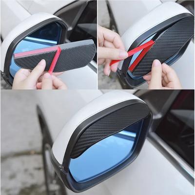 2 Piezas Cubierta de Lluvia para Espejo Retrovisor de Coche Protector de Espejo Lateral de Fibra de Carbono Escudo Impermeable Ceja de Lluvia Accesorios Universales para Automóvil