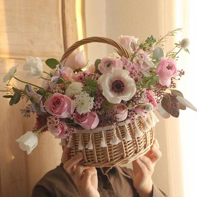 Hand-Woven Rattan Princess Flower Basket