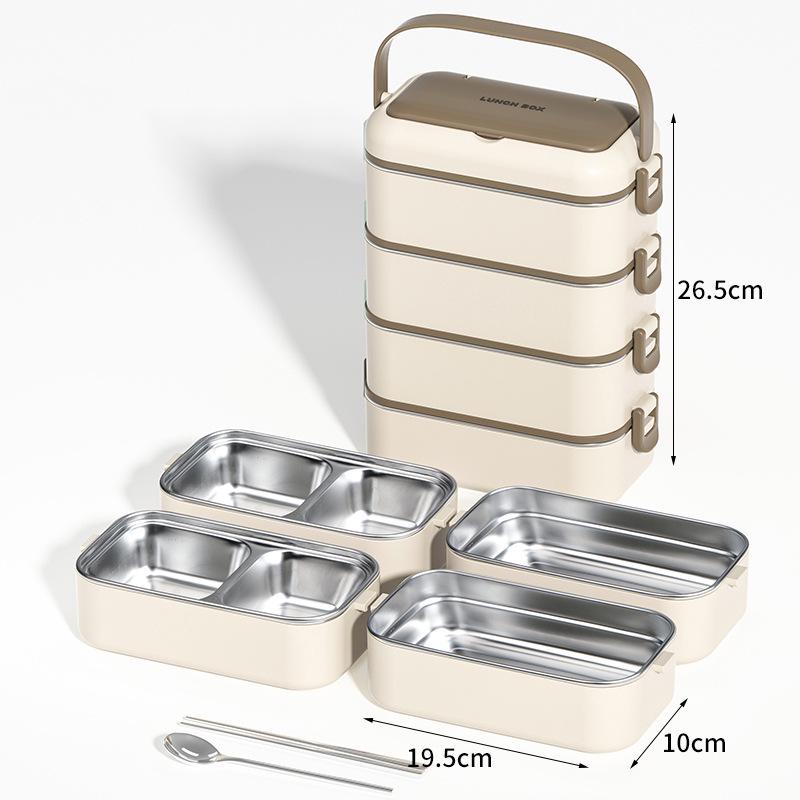 304 Stainless Steel Leakproof Bento Box: Double Layer, Microwave Safe, Heat Preservation, Multi-Compartment Lunch Box