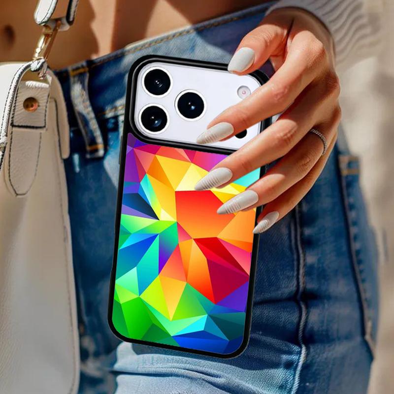Geometric Abstract Crystal Phone Case For iPhone 17 Air 14 15 13 12 Max Cover For Apple 14 15 16 16e 11 Pro Max Plus Coque