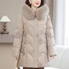 Real Fur Collar Middle-aged Women's Winter Down Coats Hooded Plus Size XL-6XL Embroidery White Duck Down Jackets for Women Thick Warm Parkas