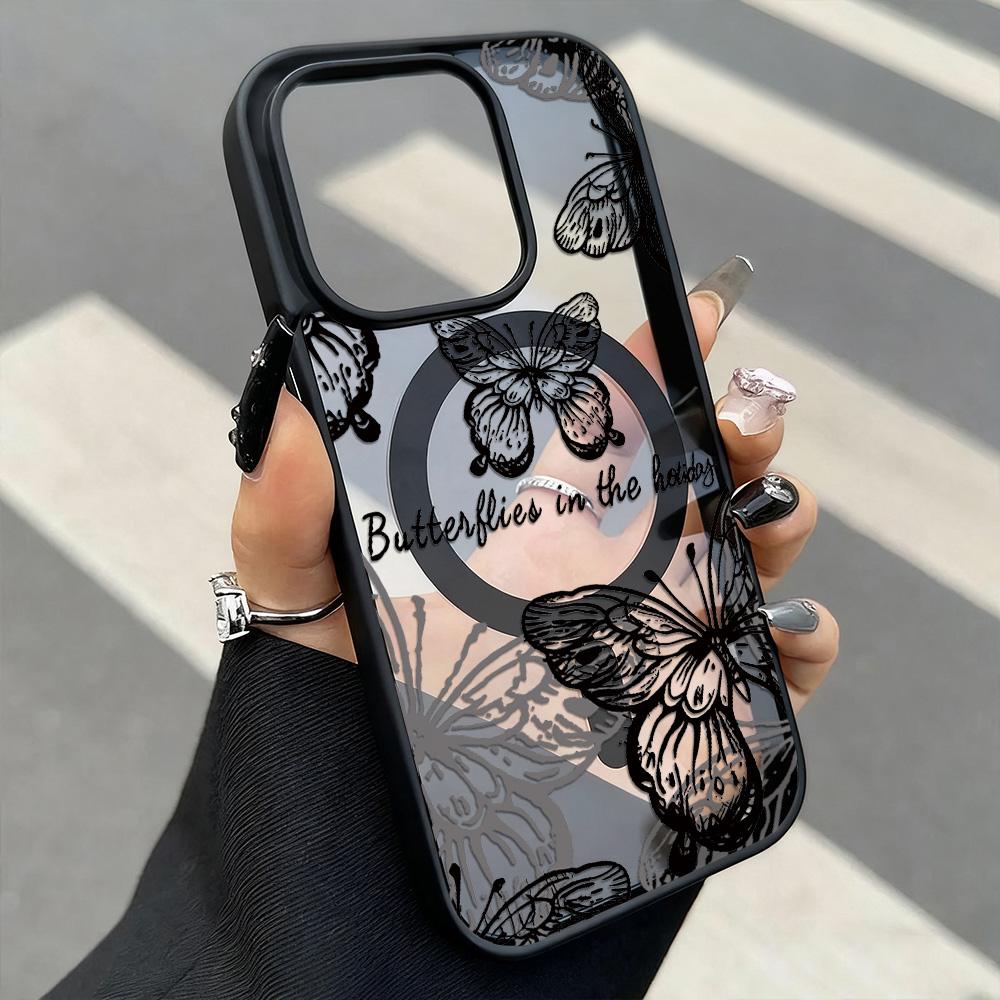 

Магнитный чехол для телефона для iPhone 11 12 17 14 15 Pro Max 15 14 16 Pro13 14 15 16 Противоударный чехол Магнитное кольцо Mag-Safe Задняя крышка iPhone 16 чёрный