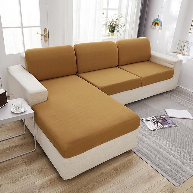 Solid Color Sofa Cushion Covers For Living Room Elastic Sofa Seat Cover Corner Couch Cover Slipcover Chair Protector