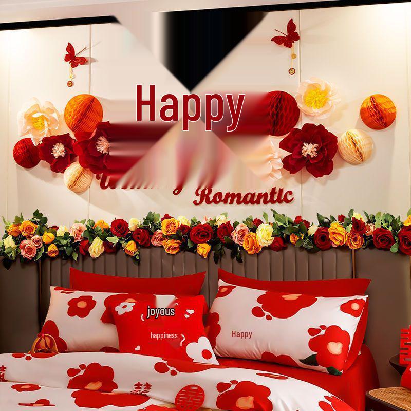 Wedding Room Decoration Set: Bride & Groom's Bedroom Double Happiness Wall Stickers