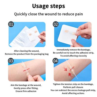 Zipper Tie Wound Closure Patch Hemostatic Patch Wound Fast Suture Zipper Band-Aid Outdoor Portable Bandages For Wound Care