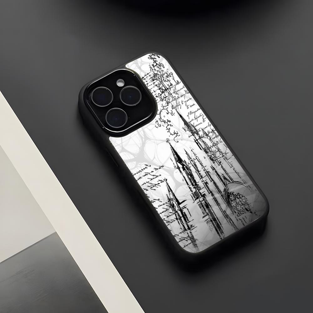 

Gothic Cyber Sigil Cross Phone Case For IPhone 17 Pro Max 16 15 14 13 11 Pro Max Plus Glass Phone Case iPhone17