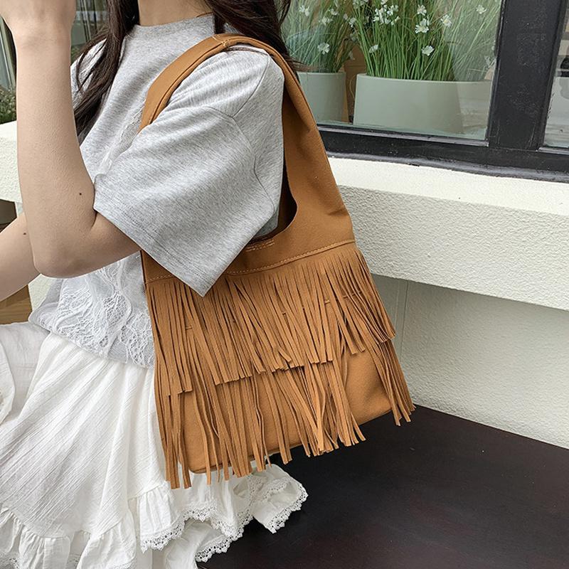 Suede Tassel High Quality Faux Shoulder Bags Fashi Large Capacity Sense of Luxury Popularity Women's Tote Bags Casual New