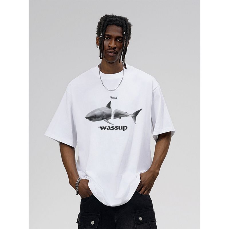 Wassup Inkjet 3D Breathable T-Shirt Short-Sleeved Men's Summer 2025 New Heavyweight Pure Cotton American-Style Round Neck Top