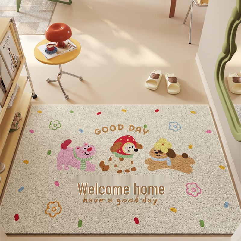 Cute Cartoon Non-Slip Entrance Mat - Dirt-Resistant, Cuttable Coil Design