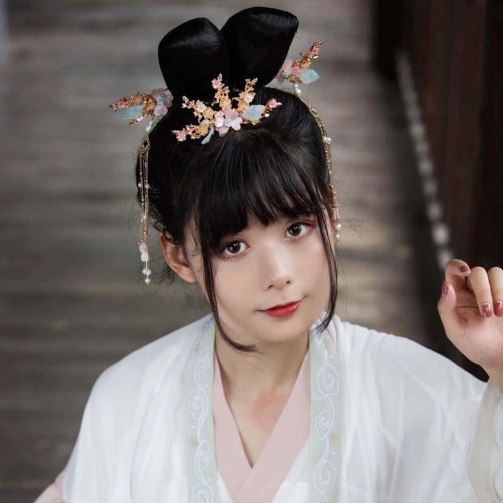 

Butterfly Flower Tassel Hairpin Headwear Chinese Style Hair Clip Hanfu Hair Stick Set Daily
