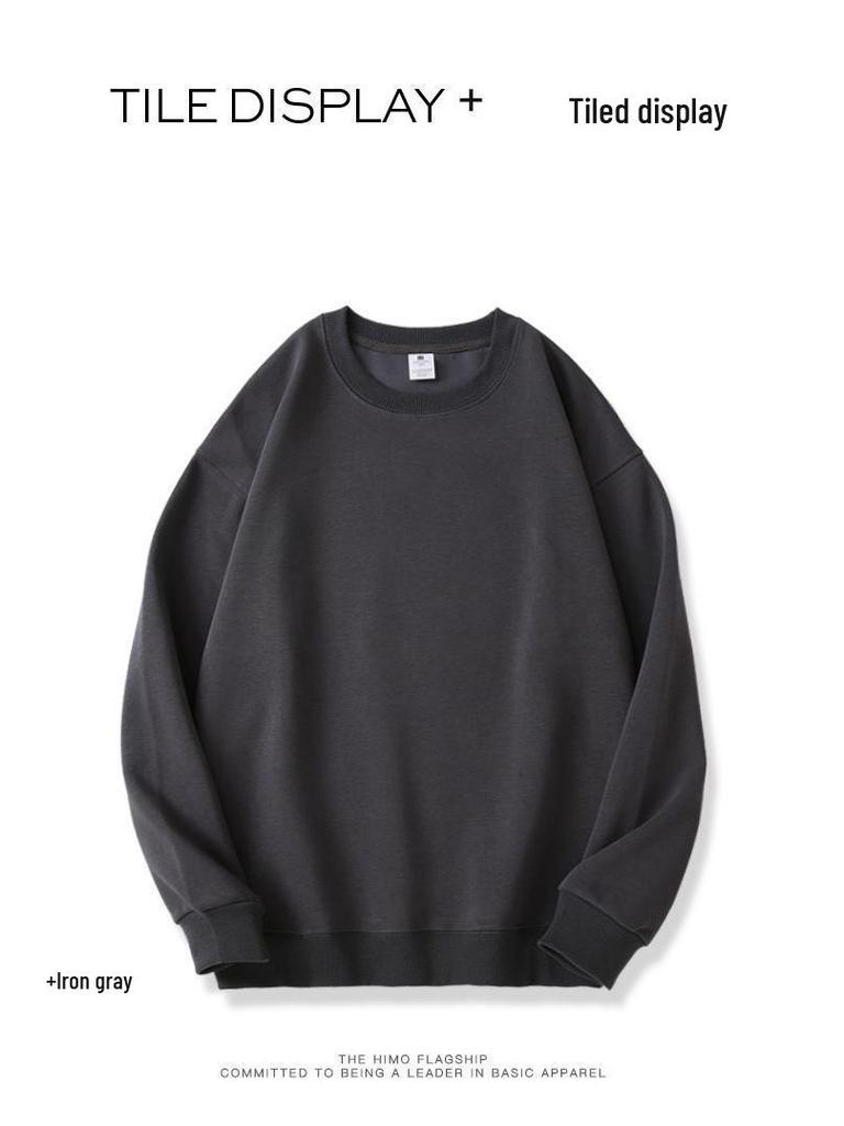Unisex Heavyweight Cotton Blend Long Sleeve Crew Neck Sweatshirt