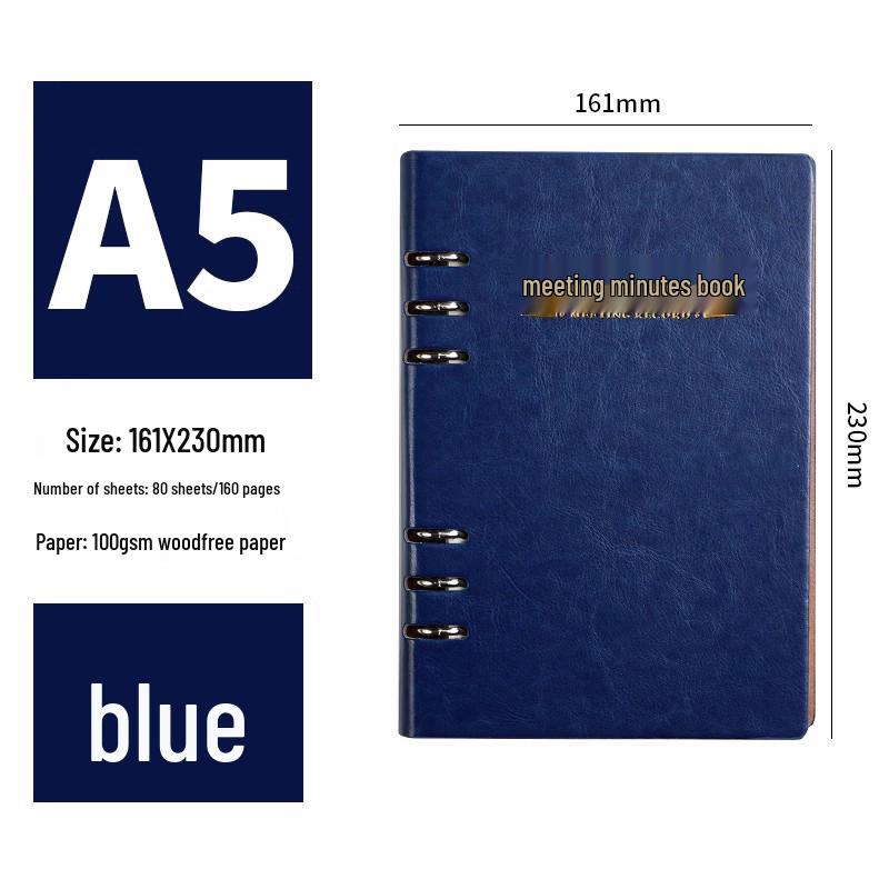 A4 Loose-leaf Meeting Notebook - Business Notepad for Minutes & Work Plan Notes