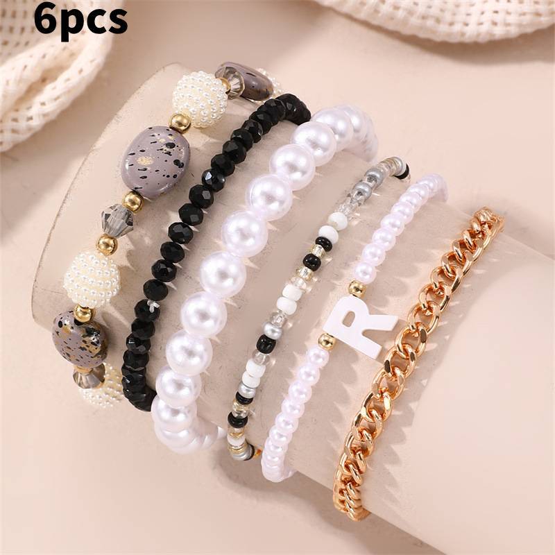 

Pearl Jewelry Set Women Handmade Geometric Style Perfect Gift For Celebrations Style H