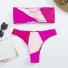 Dam axelbandslös Patchwork Tvådelad Bikini Set Split Triangle Baddräkt Badkläder