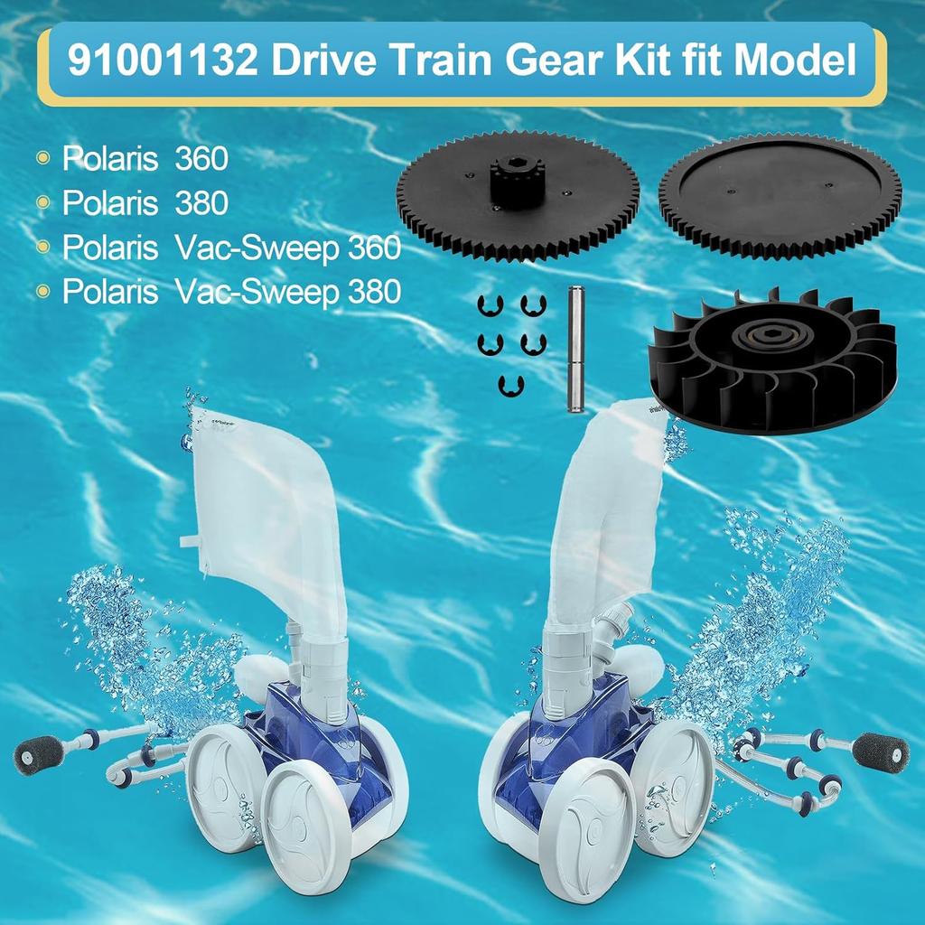 9-100-1132 Drive Train Gear Kit for Zodiac Polaris 360, 380, Vac-Sweep 360 & 380 Pool Cleaner, Pool Cleaner Drive Gear Rebuild Replacement Parts with