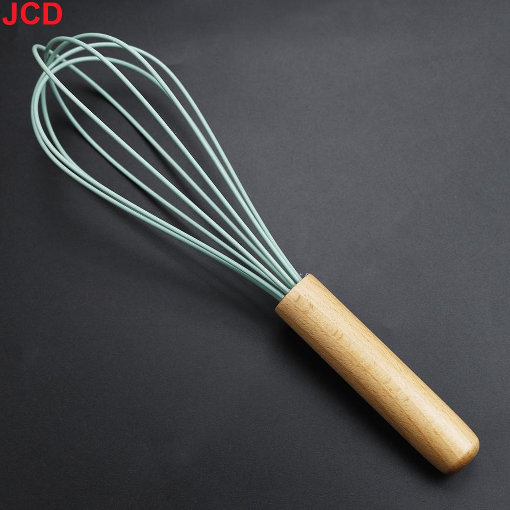 JCD Silicone Egg Beater Whisk Wooden Handle Kitchen Hand Egg Beater Gadgets Kitchen Tools Baking Accessories