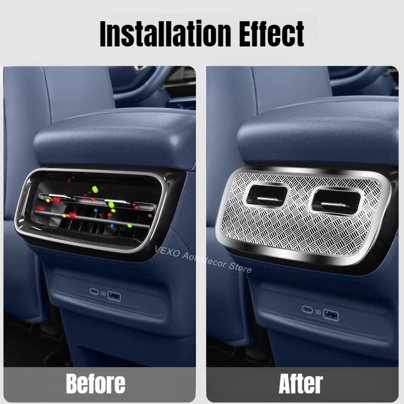 For Geely Galaxy EX5 E5 Rear AC Vent Dustproof Cover Air Outlet Protector Stainles Steel Electric Vehicle Interior Moulding Trim