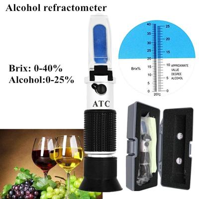 Handheld Alcohol Refractometer Sugar Brix 0-40% Alcohol 0-25% Alcoholometer Sugar Meter Refratometro