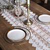 Spets Virkad Bordsflagga Vit Broderi Blommönster Bordslöpare Säsongsbetonad Bondgård Matbordsdekoration