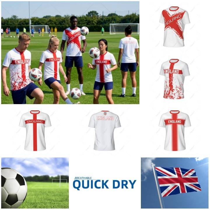 JERSEY T-shirt Football Soccer United Kingdom England UK 3D Print Flag National CHEER Short Sleeve Training Round Neck Sport Uniform Unisex Men Women