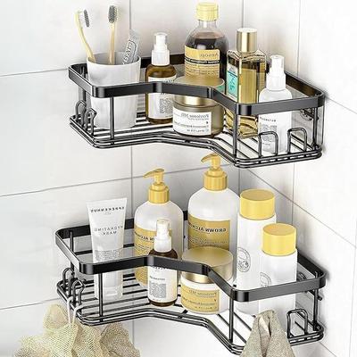 Eckregal für Badezimmer | Selbstklebendes Badezimmerregal ohne Bohren | Kompaktes Design Badezimmer-Eckregal mit einfacher Installation | Ideal