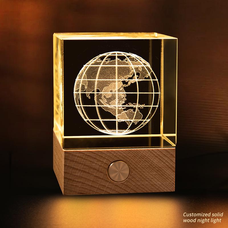 Starry Sky Cube Crystal Night Light: Creative Bedside Atmosphere Lamp