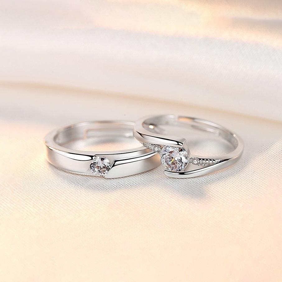 2PCS New 925 Silver Couple Ring 5A Zircon for Women Men Wedding Jewelry Engagement Charm Party Fashion Top Quality Ring