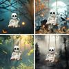 1pc Halloween Swing Skull Holding Ghost Cat Statue Garden Home Furnishing Bedroom Outdoor Balcony Decoration Party DIY Supplies
