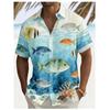 2026 Men's Watercolor Ocean Print Short-Sleeve Summer Hawaiian Vacation Loose-Fit Casual Shirt