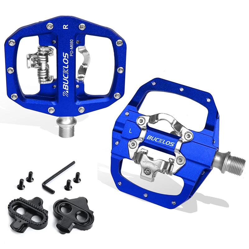 BUCKLOS MTB Pedal for SPD System Bicycle Mixed Pedal Mountain Bike Self-locking Pedals Aluminum Alloy MTB Bike Clipless Pedals