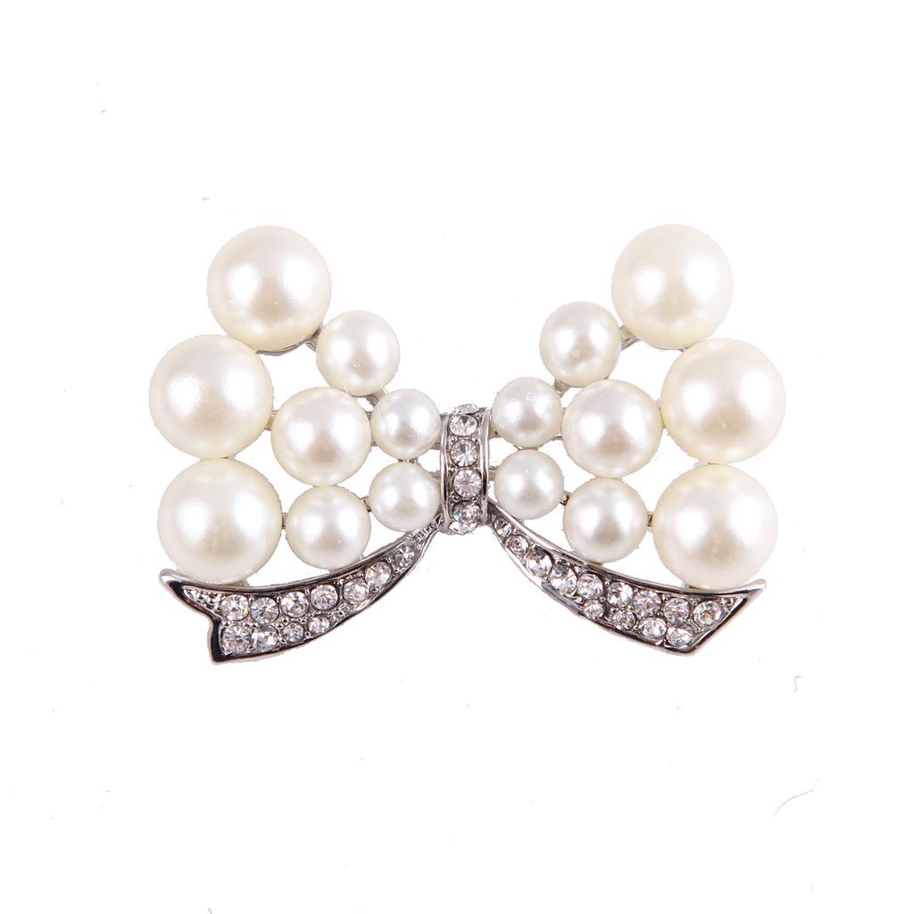 Cute Bow Pearl Brooch Corsage Flower Ornaments Female Wedding Exquisite Ethnic Style Hypoallergenic Affordable Luxury Enamel Brooch Long-Lasting Color