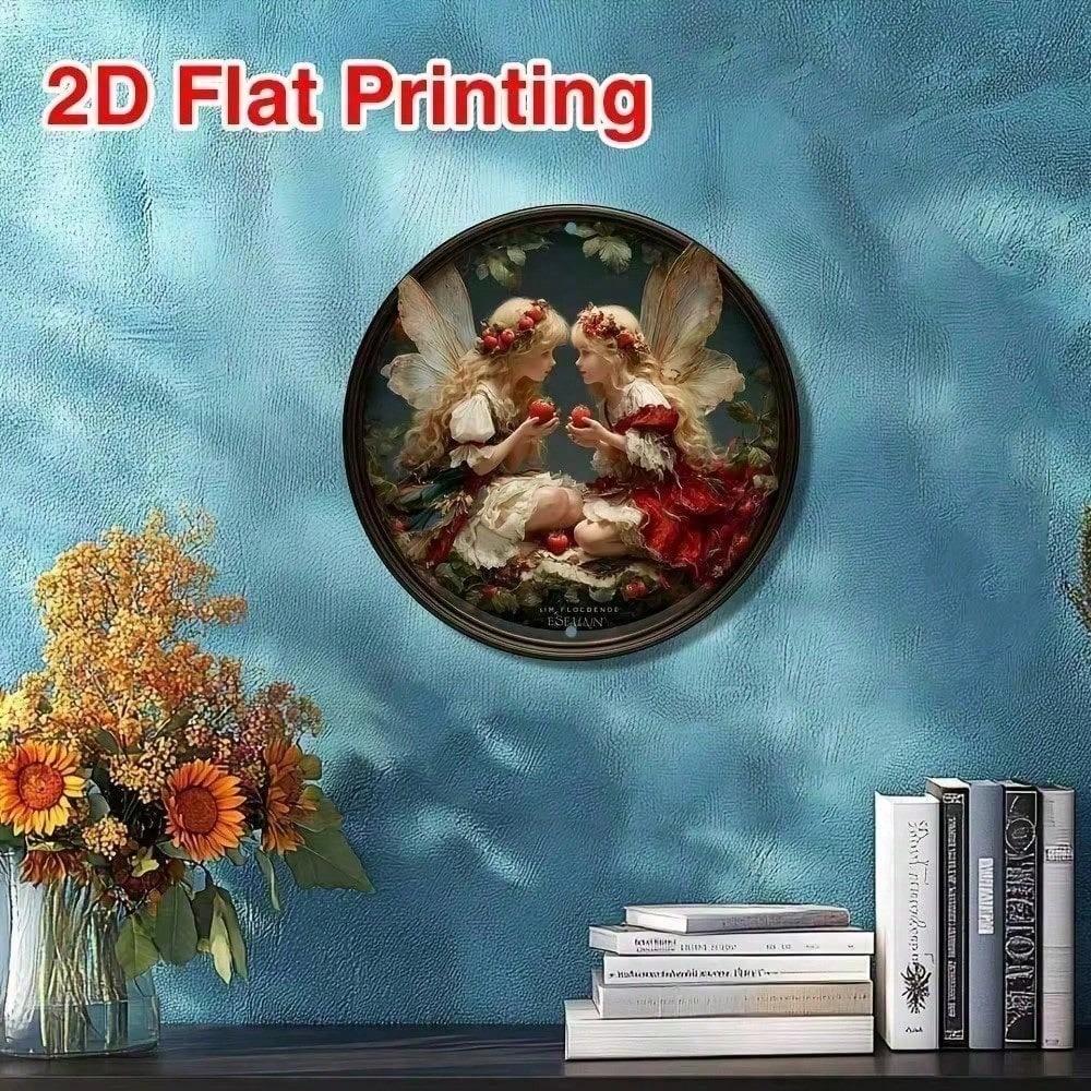 Vintage Boho Rund Aluminium Väggskylt 8x12 Tum Minimalistisk Platt Konstdekor för Vardagsrum Sovrum