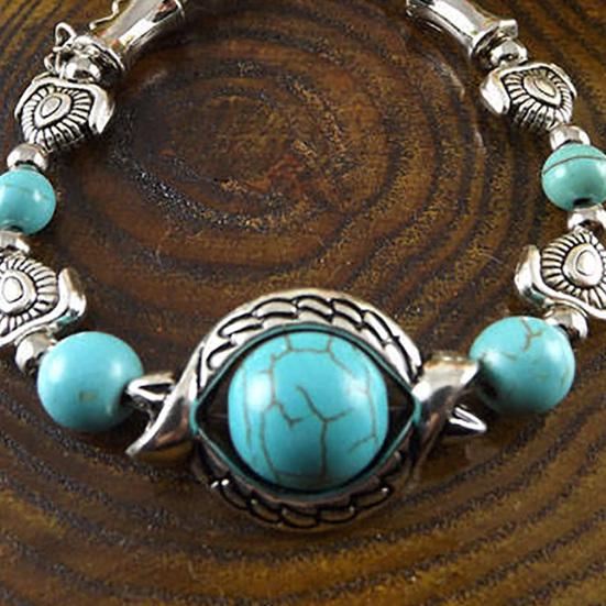 Butterflies Decor Adjustable Unisex Bracelet Handmade Turquoises Beads Retro Bracelet Jewelry Accessories