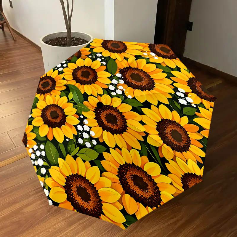 1PC Sunflower Umbrella-8-Rib Reinforced Portable Folding Travel Suitable for All Seasons Outdoor Daily Use -J0337