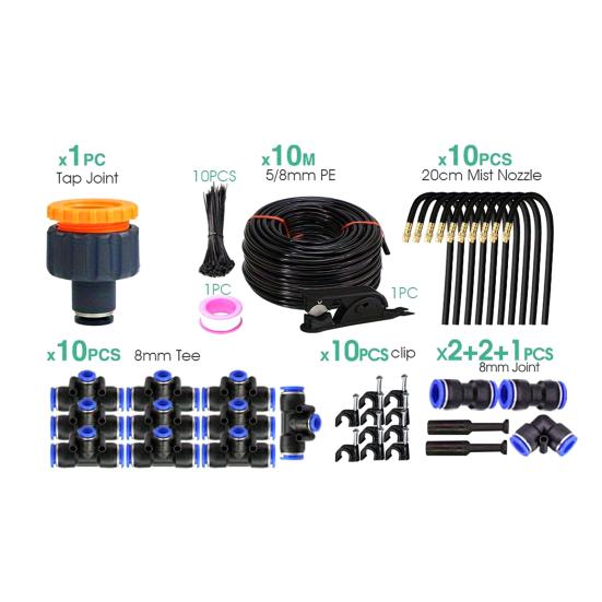 10M/15M Garden Irrigation System Irrigation Hose with 360-Degree Bendable Nozzles Quick Connect Drip Irrigation System for Greenhouse Lawn Watering