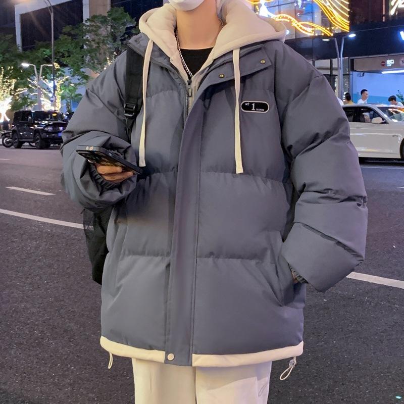 New Autumn and Winter Leisure Sports Versatile Men and Women Couple Cotton Clothes Fake Two Hooded Thickened Warm Cotton Coat