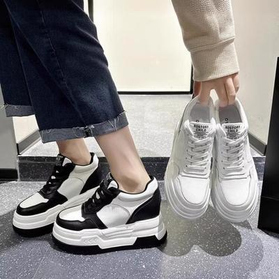 Niche Muffin Thick-soled Little White Shoes Women's Spring New Panda Shoes Inner Heightening Board Shoes