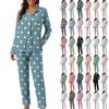 Set da Casa da Donna Casual alla Moda con Stampa Patchwork a Quadri e Pantaloni a Maniche Lunghe